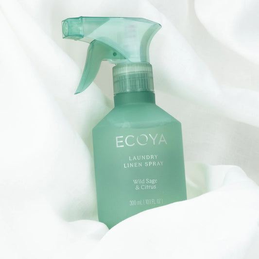 ECOYA fragranced Linen Spray for refreshing bed linen, towels and fabrics.