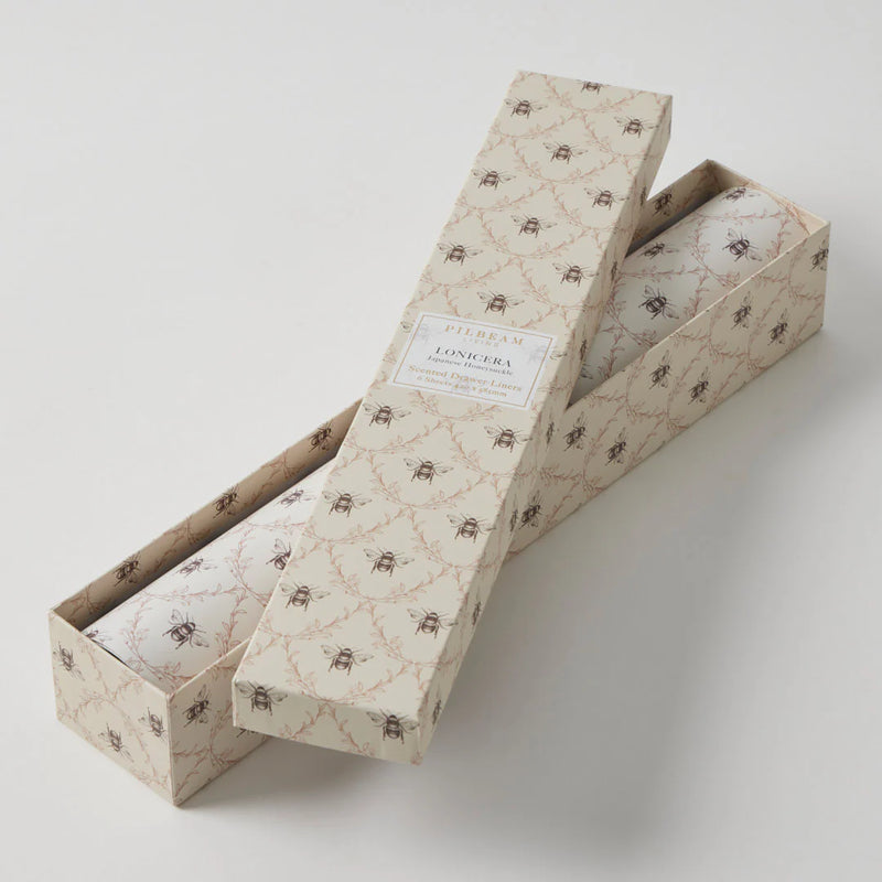 Lonicera Scented Drawer Liners – Japanese Honeysuckle packaging with floral design.