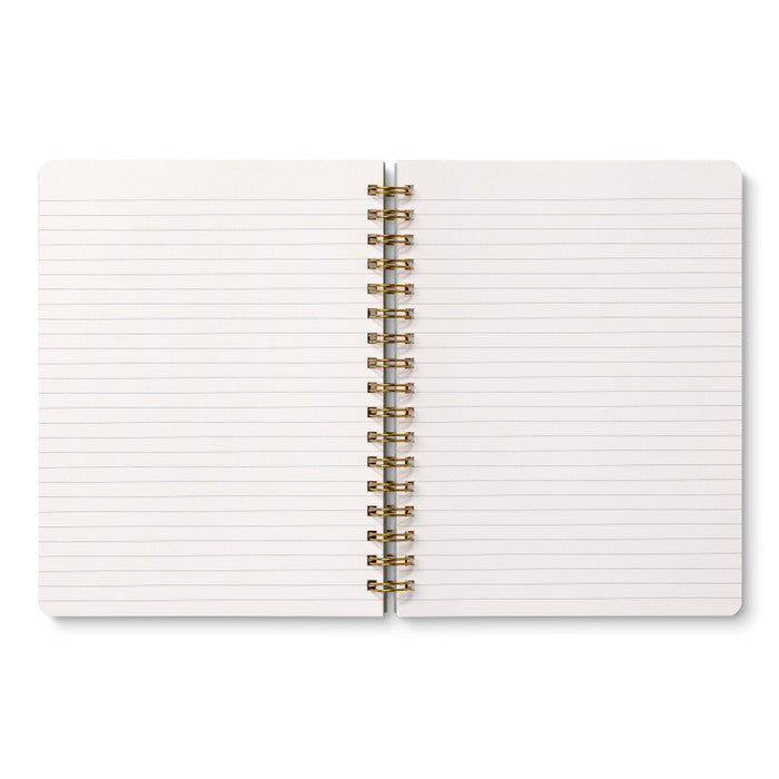 Inspirational spiral-bound notebook with coastal artwork and uplifting breakout spreads throughout.