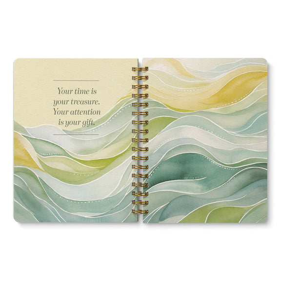 Wire-O journal featuring calming coastal colours, inspirational quotes and 192 lined pages.