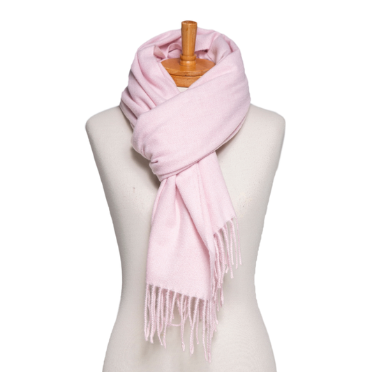 light pink scarf fringe detail winter accessory