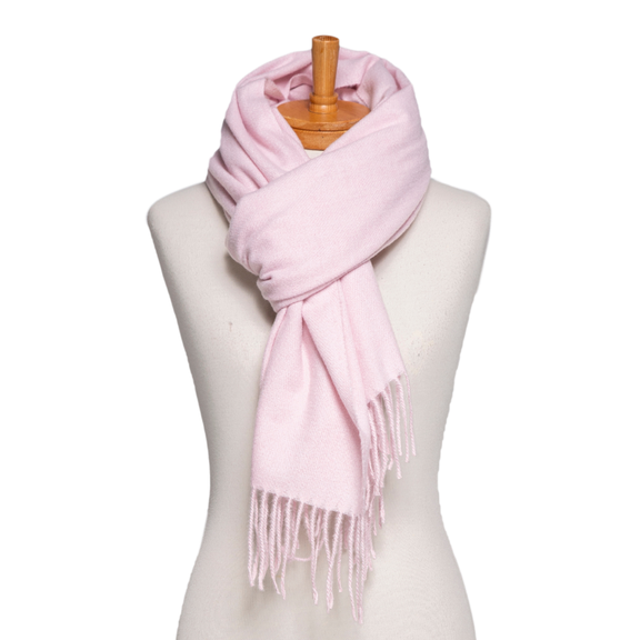 light pink scarf fringe detail winter accessory