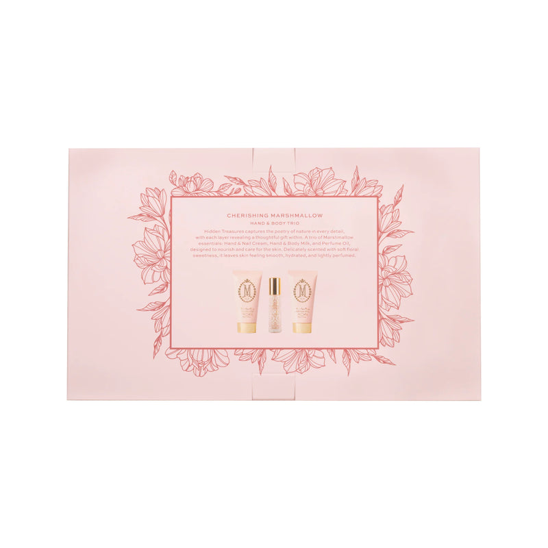 Product packaging with floral design and text on a pink background