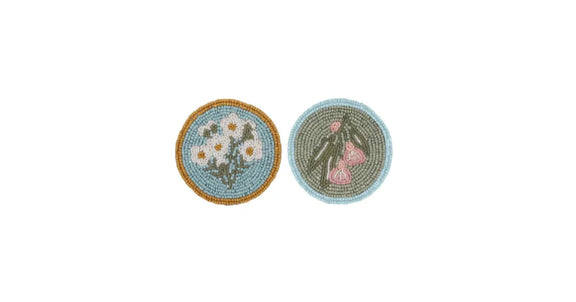 Madge beaded coasters set of two with floral design