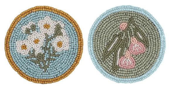 Decorative beaded drink coasters for entertaining
