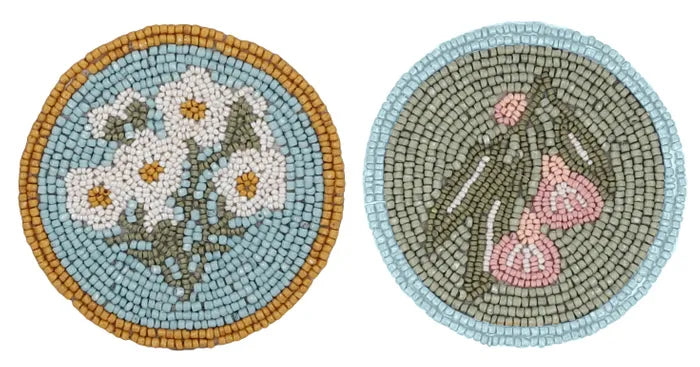 Decorative beaded drink coasters for entertaining