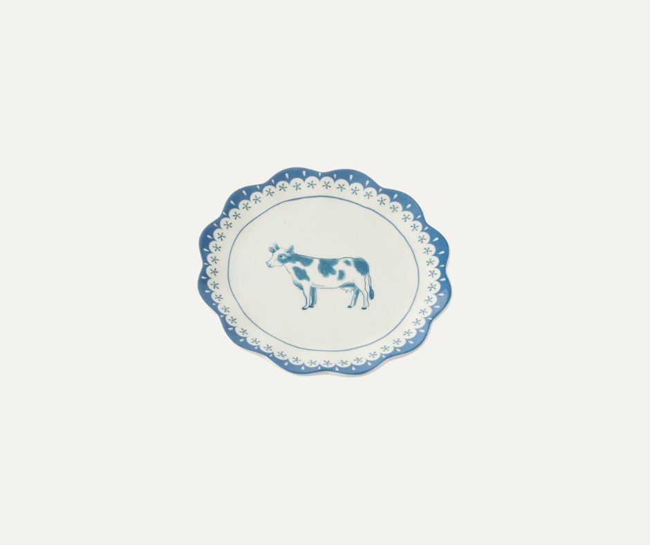 Maison Bleue petite plate cow blue and white