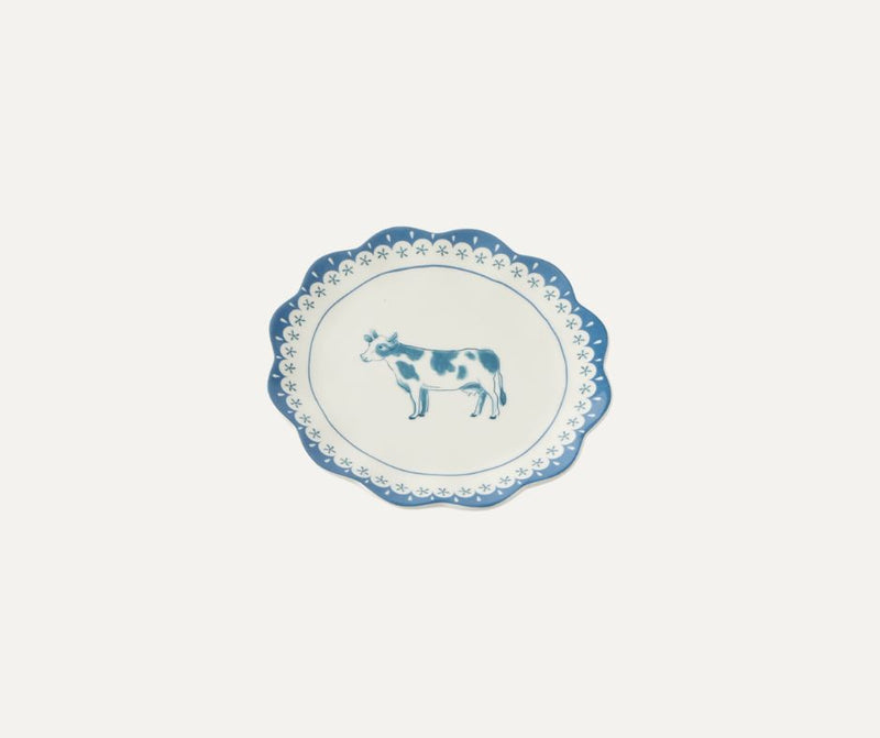 Maison Bleue petite plate cow blue and white