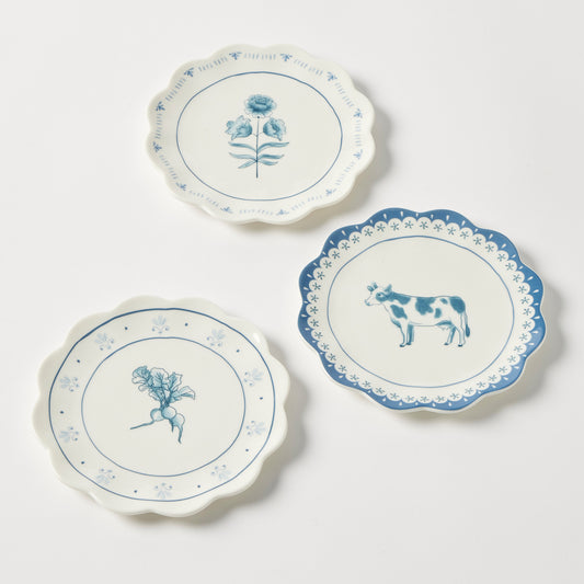 Maison Bleue Petite Plate Flower | Blue & White Bone China