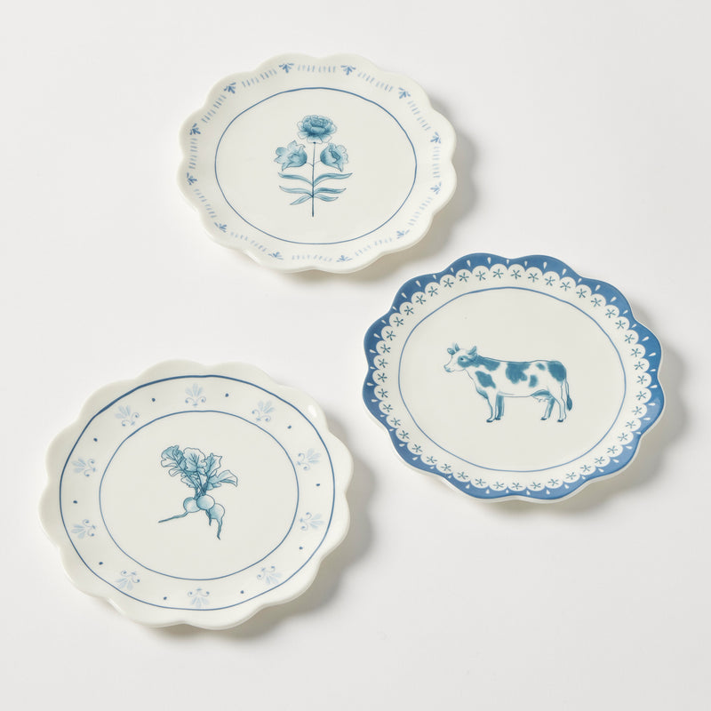 Maison Bleue Petite Plate Flower | Blue & White Bone China