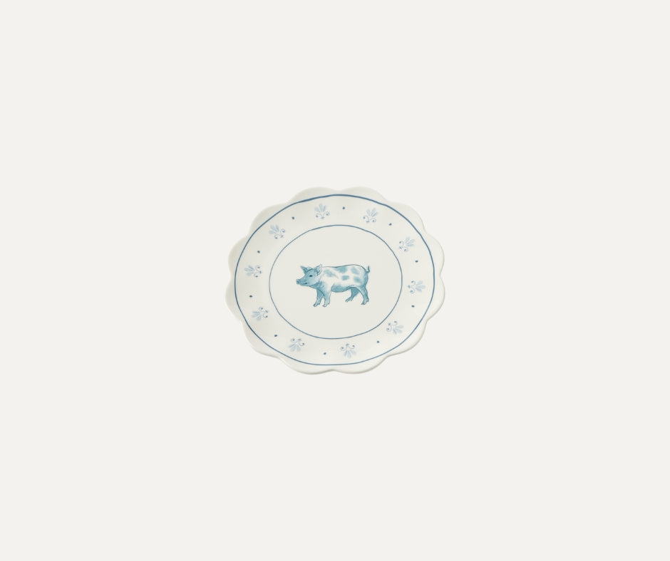 Maison Bleue side plate pig blue and white