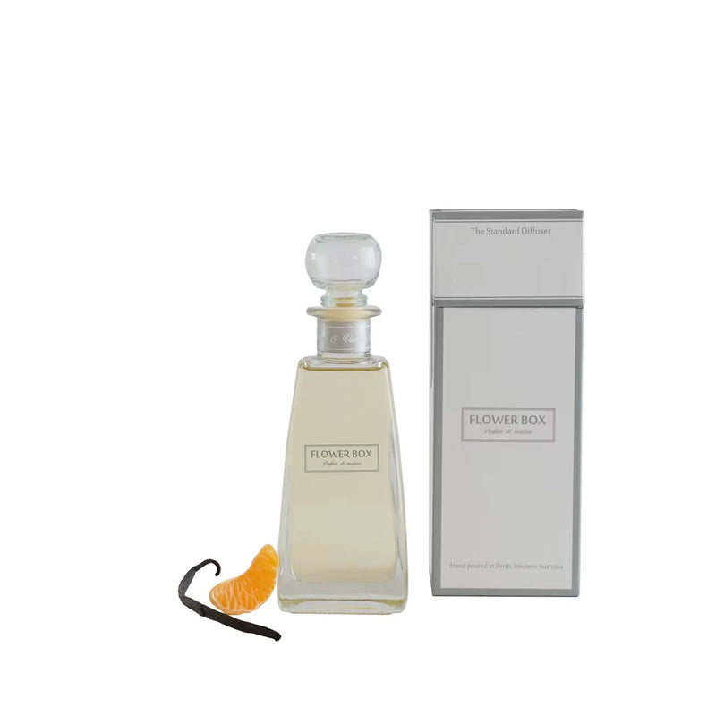 Mandarin & Vanilla Bean Standard Diffuser in French glass decanter with white reeds