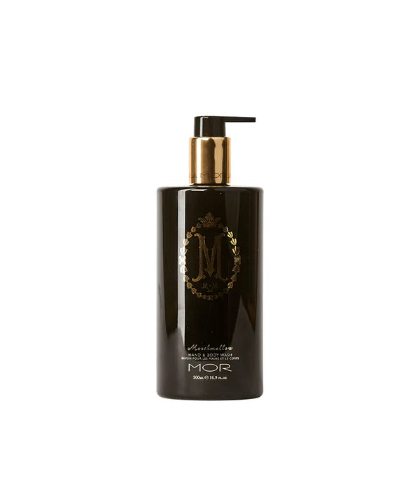 mor marshmallow scented hand wash black bottle