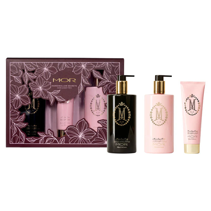 mor marshmallow hand body trio gift set