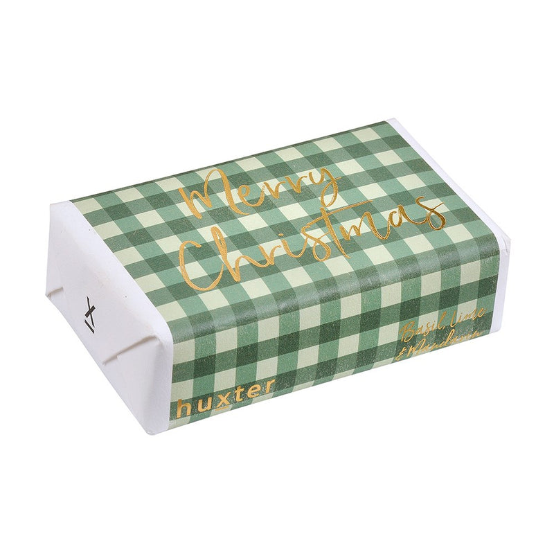 Huxter Merry Christmas Green Checks Soap with gold foil wrap