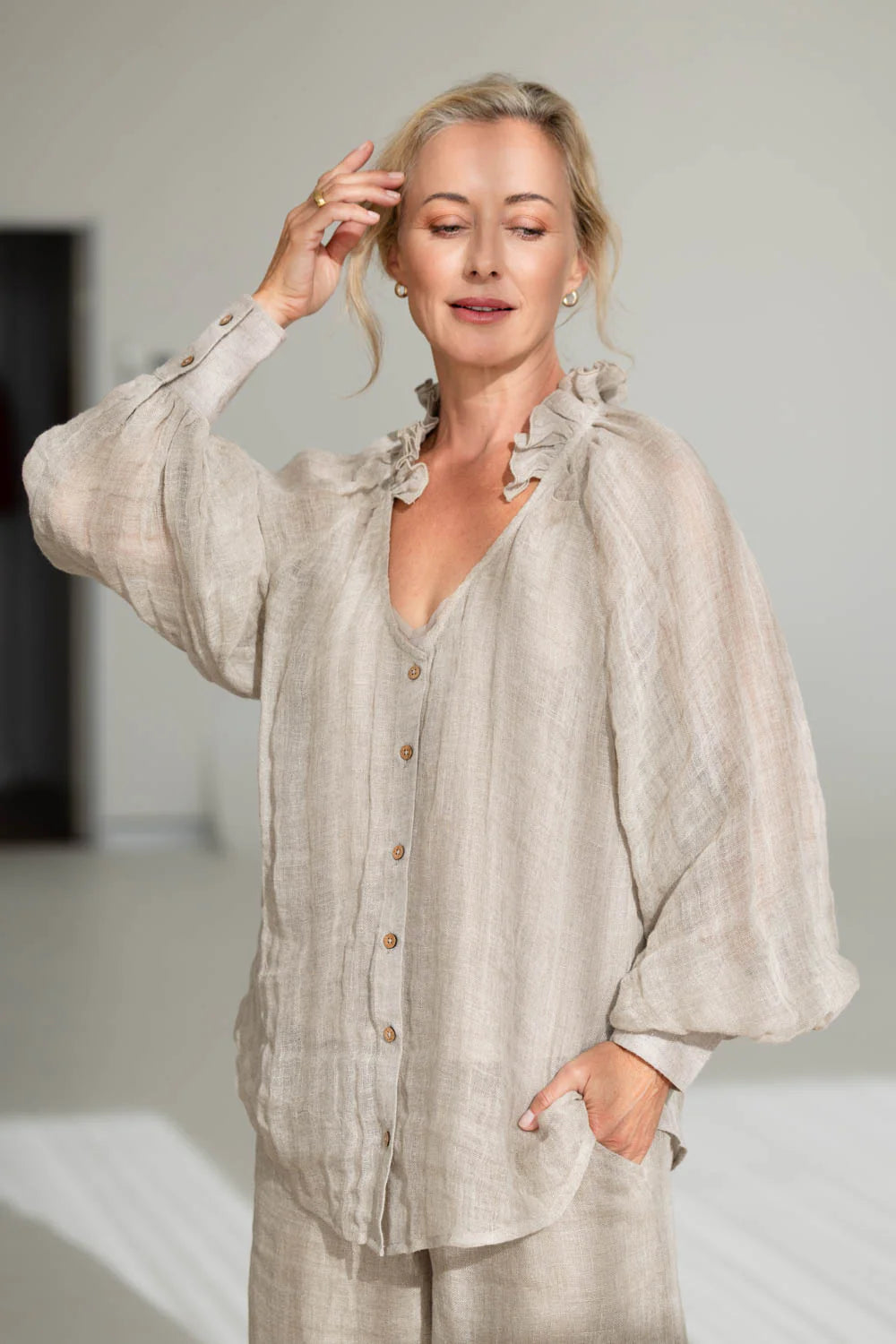 Eadie Mika linen blouse natural gauze linen women's blouse