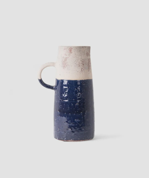 Monte terracotta jug dark blue with rustic matte finish