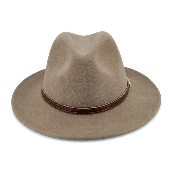 neutral fedora hat mushroom colour wide brim