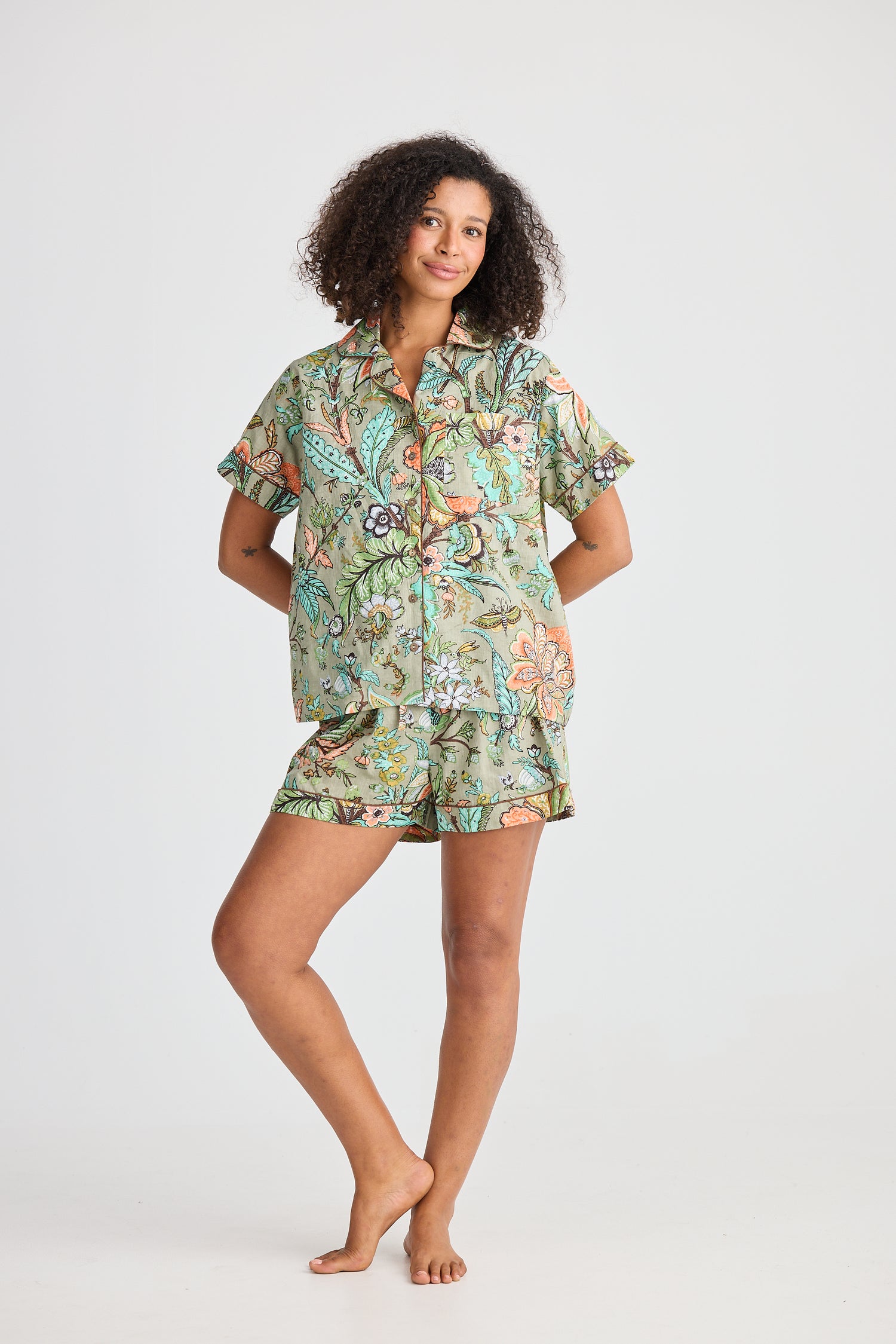Namaste Pyjama Set Madagascar Print – women’s cotton sleepwear shorts and shir