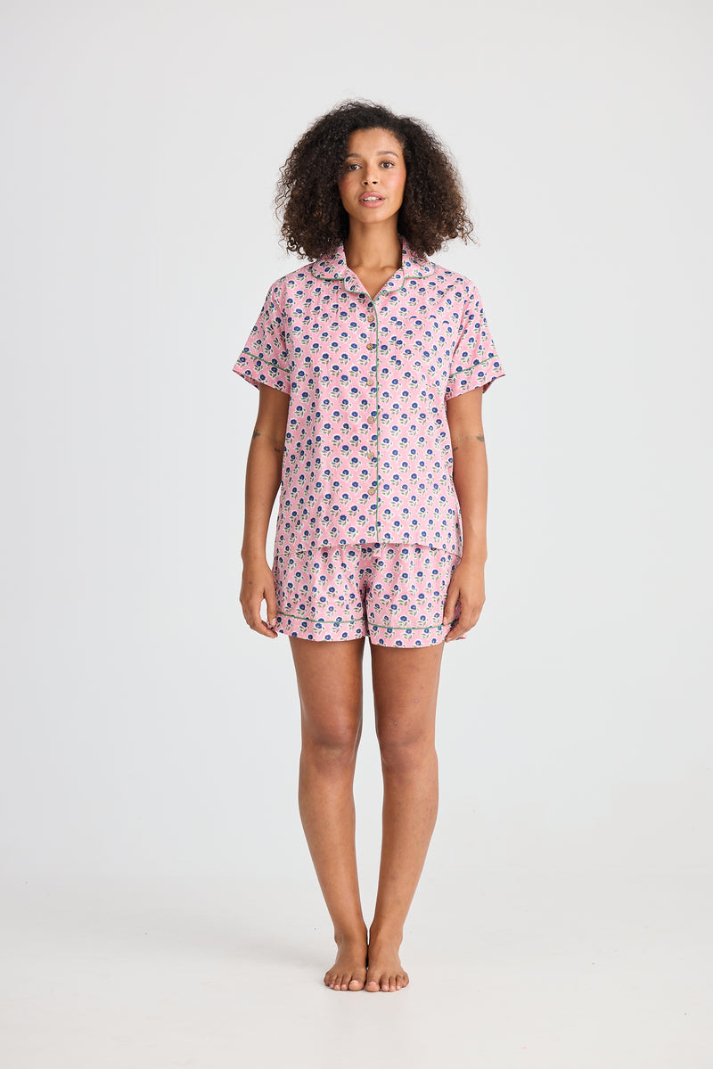 Namaste Pyjama Set Ditsy Daisy print shirt and shorts