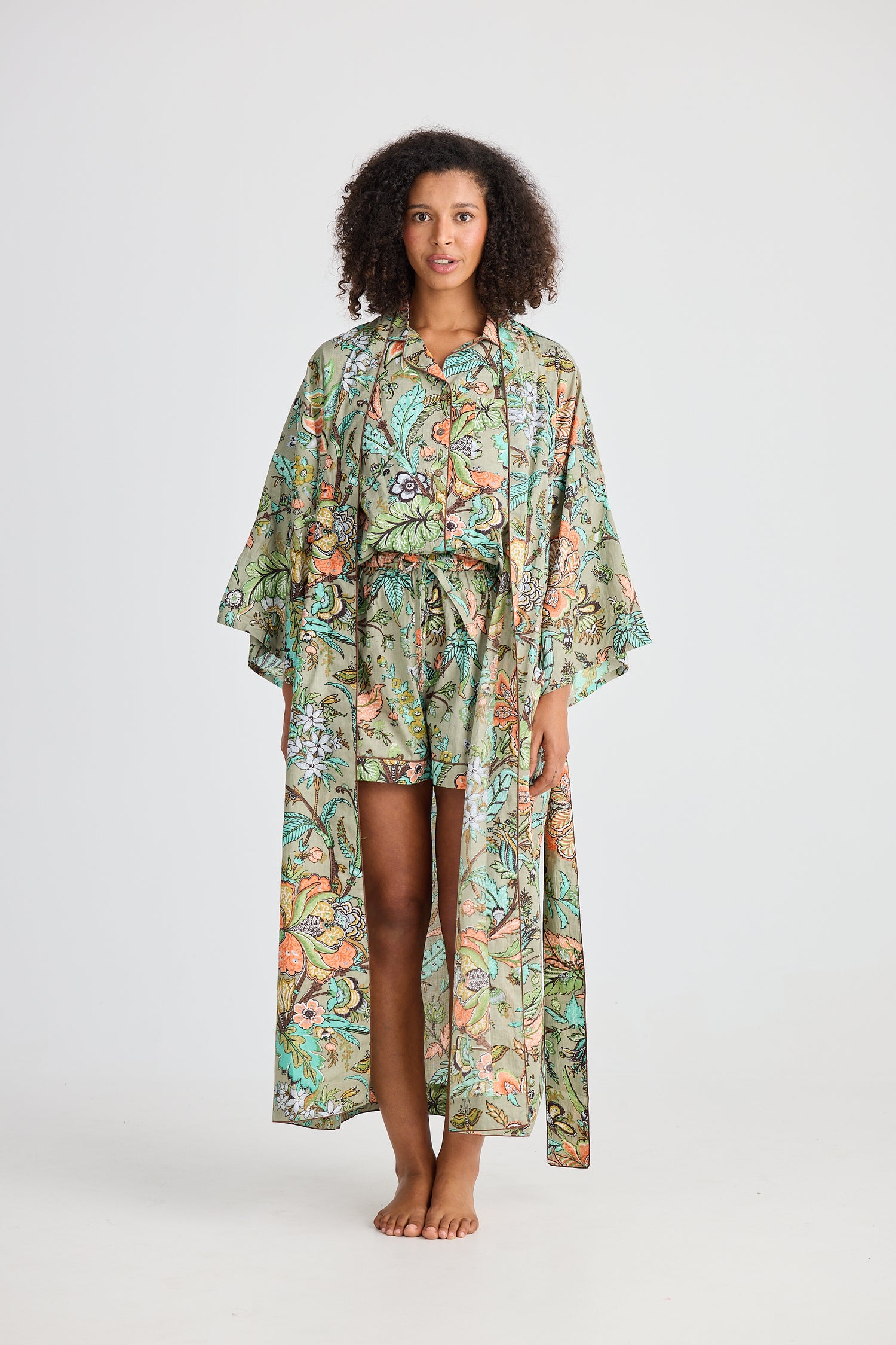 Namaste Madagascar print cotton kimono robe