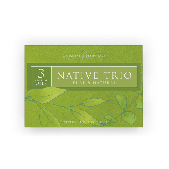 Native Trio aromatherapy collection containing pure Australian essential oils for diffusers and home fragrance.