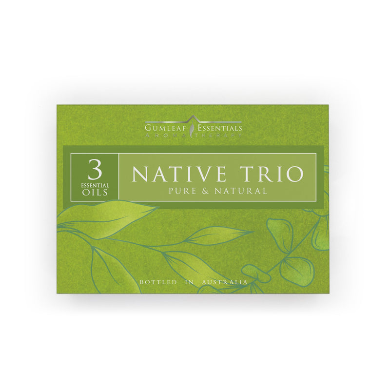 Native Trio aromatherapy collection containing pure Australian essential oils for diffusers and home fragrance.