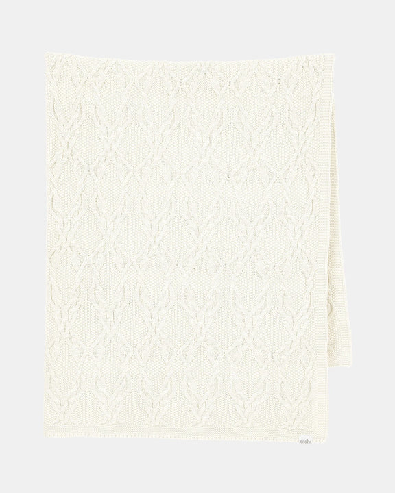toshi organic blanket cream baby cotton knit blanket