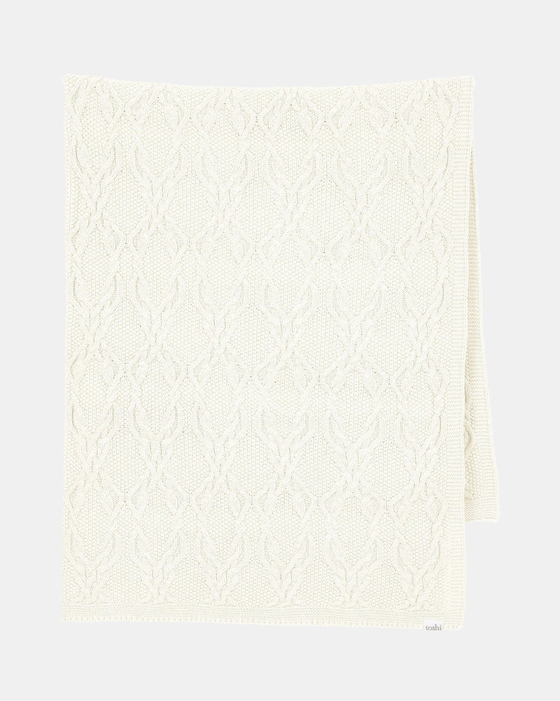 toshi organic blanket cream baby cotton knit blanket