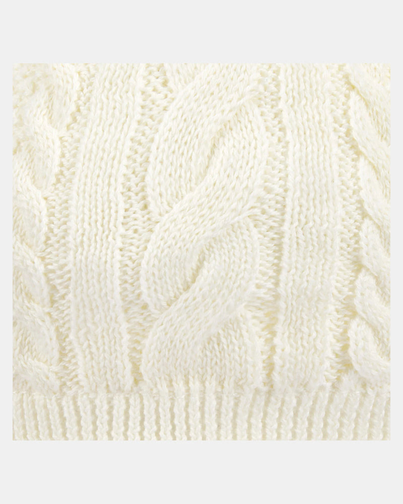 toshi earmuff beanie cream knit baby hat - close up