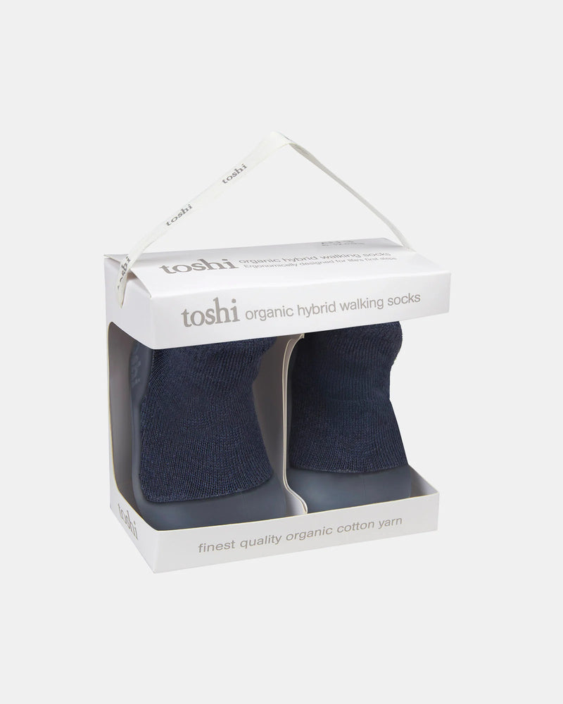 baby first walker socks navy grip sole