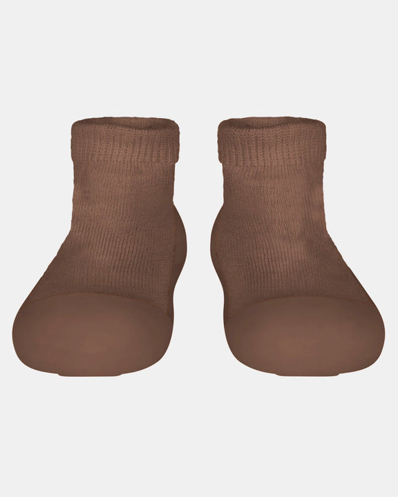 toshi baby walking socks peppercorn brown non slip