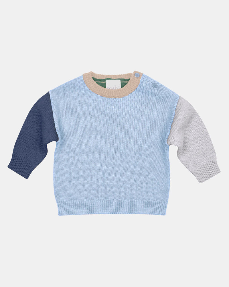Blue organic cotton baby pullover