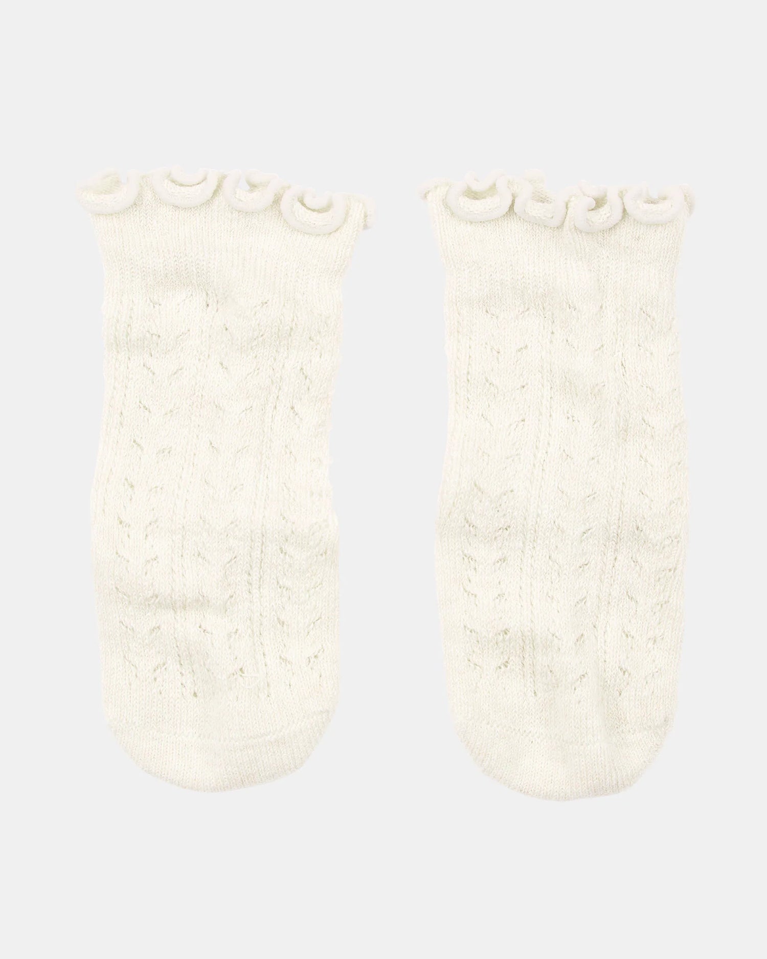 Toshi Organic Baby Knee High Socks Cream | Frilly Lace Non-Slip Socks