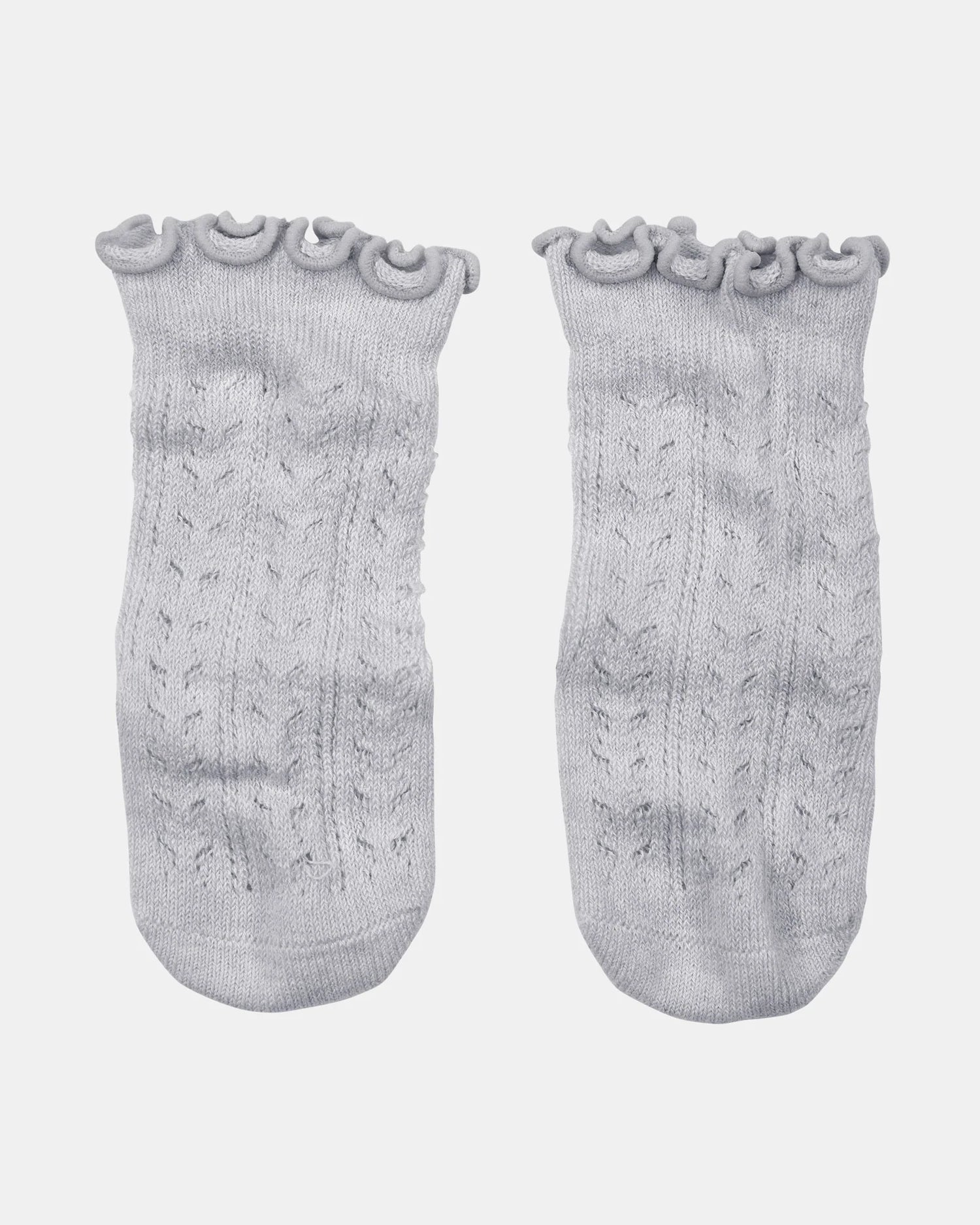 Toshi Organic Baby Knee High Socks Fog | Frilly Lace Non-Slip Socks