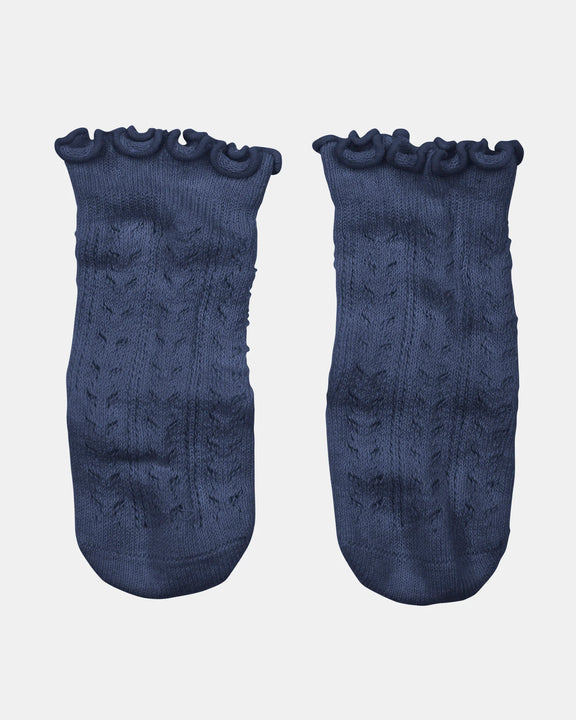 toshi baby knee high socks navy frilly lace