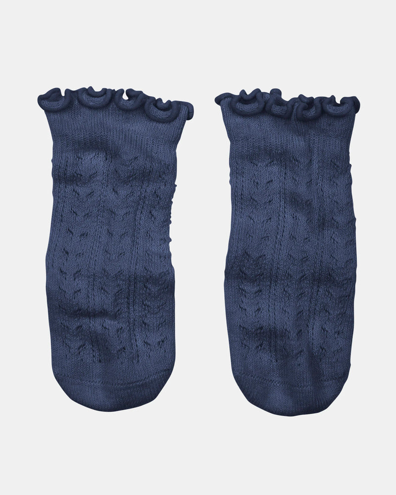 toshi baby knee high socks navy frilly lace