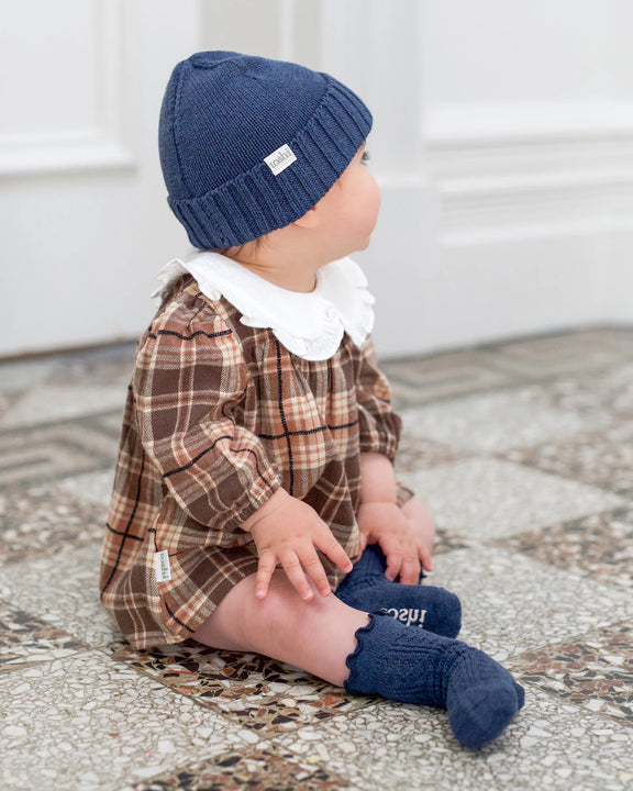 baby socks ink navy lace cuff organic cotton