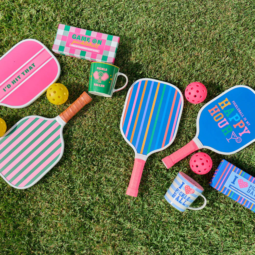 Stylish pink pickleball game set for beach or backyard fun