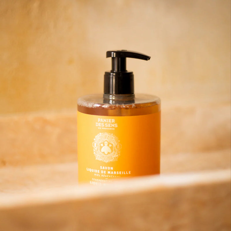 Luxury French liquid soap with organic honey and propolis in pump bottle 