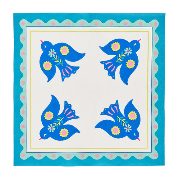 Fiesta Bird paper napkins with blue tropical bird design
