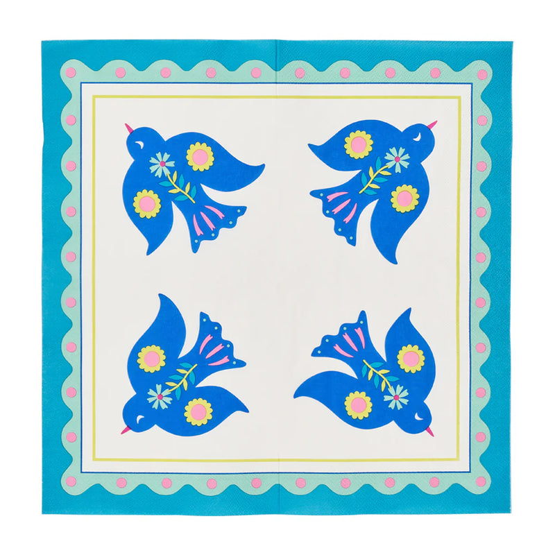 Fiesta Bird paper napkins with blue tropical bird design