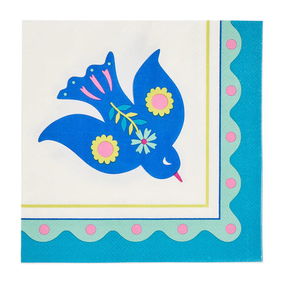 Blue bird and foliage napkins – 20 pack for summer entertaining
