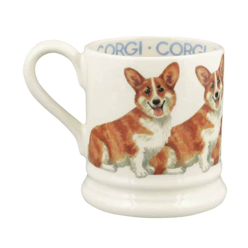 Handcrafted British pottery mug featuring a Pembroke Welsh Corgi illustration for dog lovers.