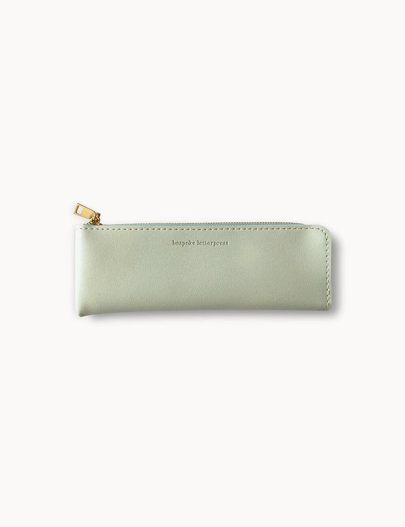 Dusk slim pencil case in light pastel blue PU vegan leather.