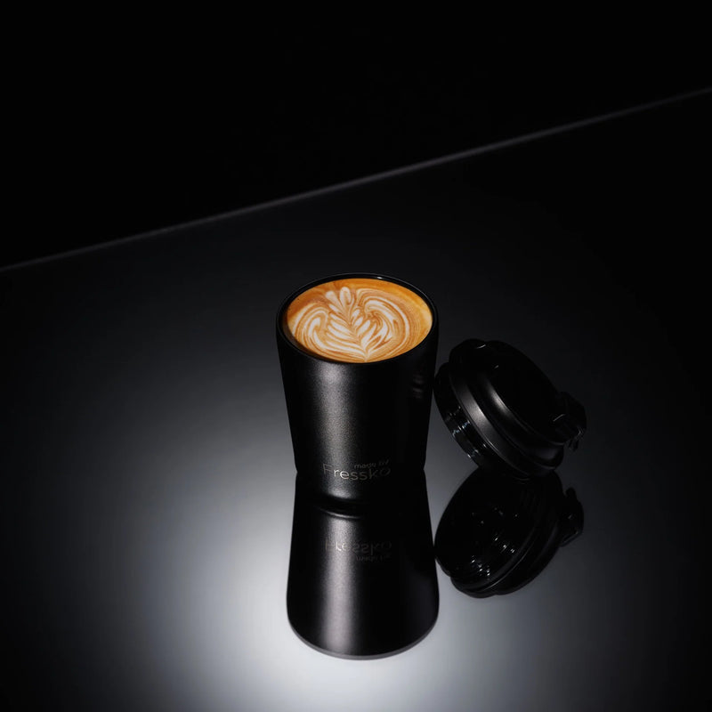 Piccolo Coal reusable cup styled for espresso and short coffee moments