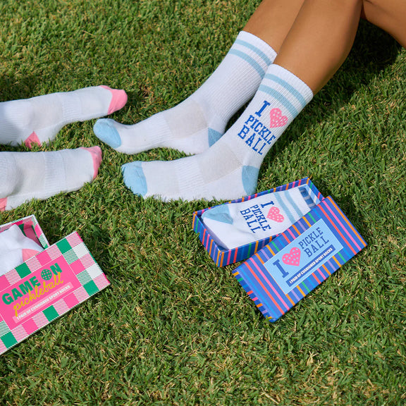 Pickleball socks in blue and white – perfect for Christmas gift