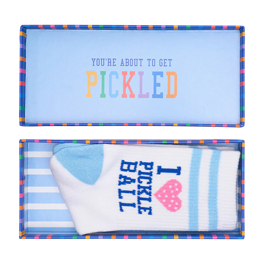 Blue pickleball socks in gift box – cushioned comfort design