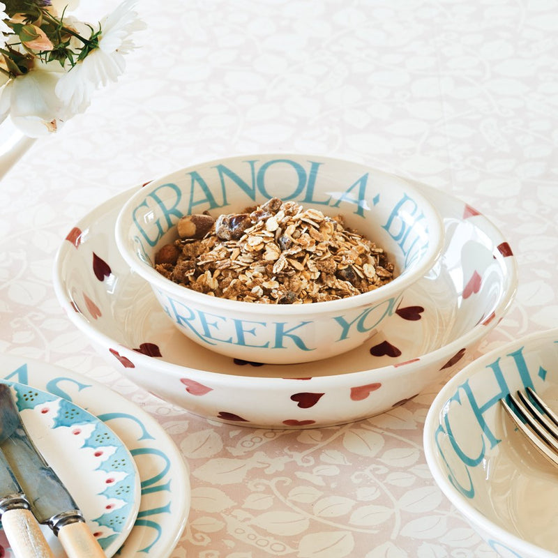 Handmade Emma Bridgewater pasta bowl pink hearts