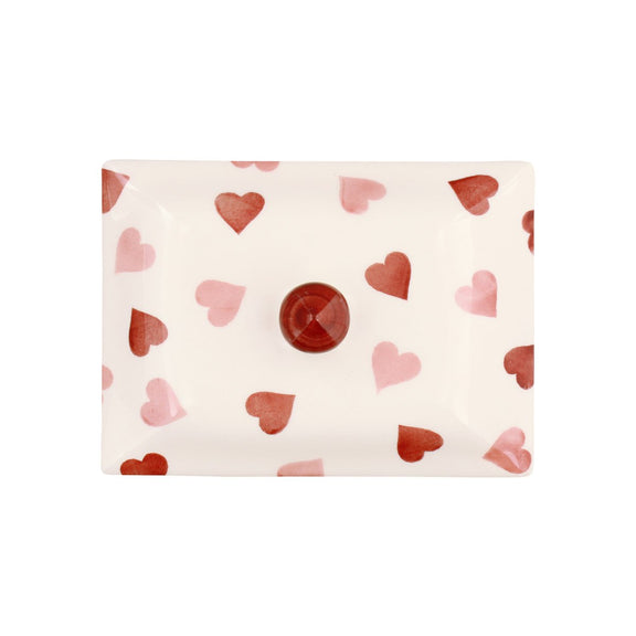 Handmade Emma Bridgewater butter dish pink hearts